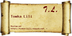 Tomka Lili névjegykártya